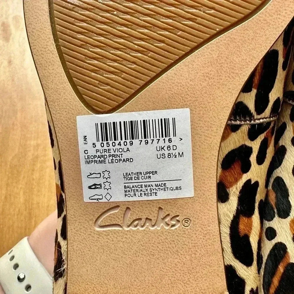 Clarks Pure Viola Leopard Women’s Loafers, Cheetah Print Mules, Size 8.5M - Picture 15 of 15